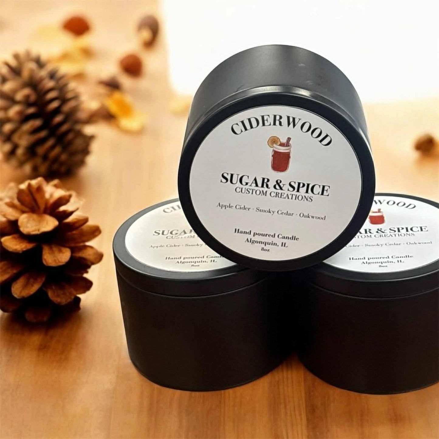 8 oz Black Candle Tin