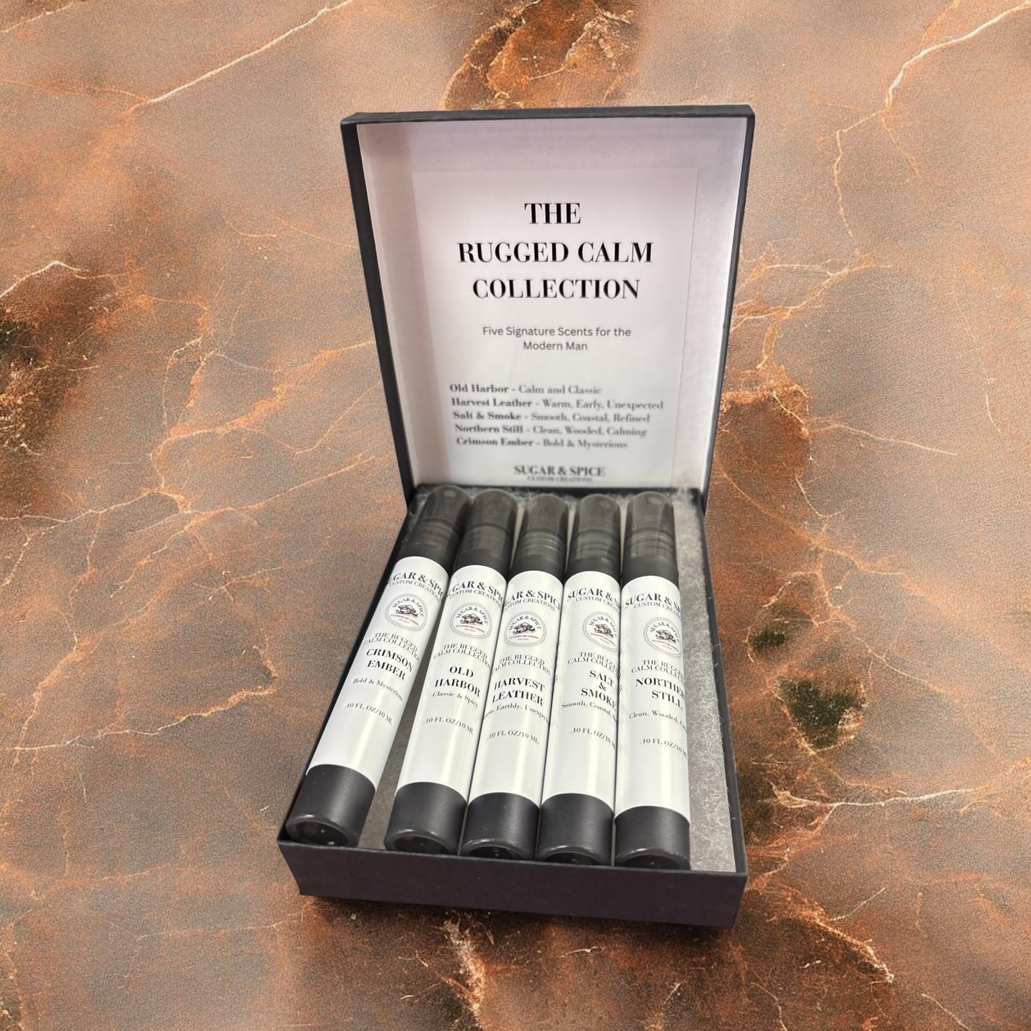 Rugged Calm Men’s Fragrance Gift Set – 5-Piece Cologne Sampler for Him