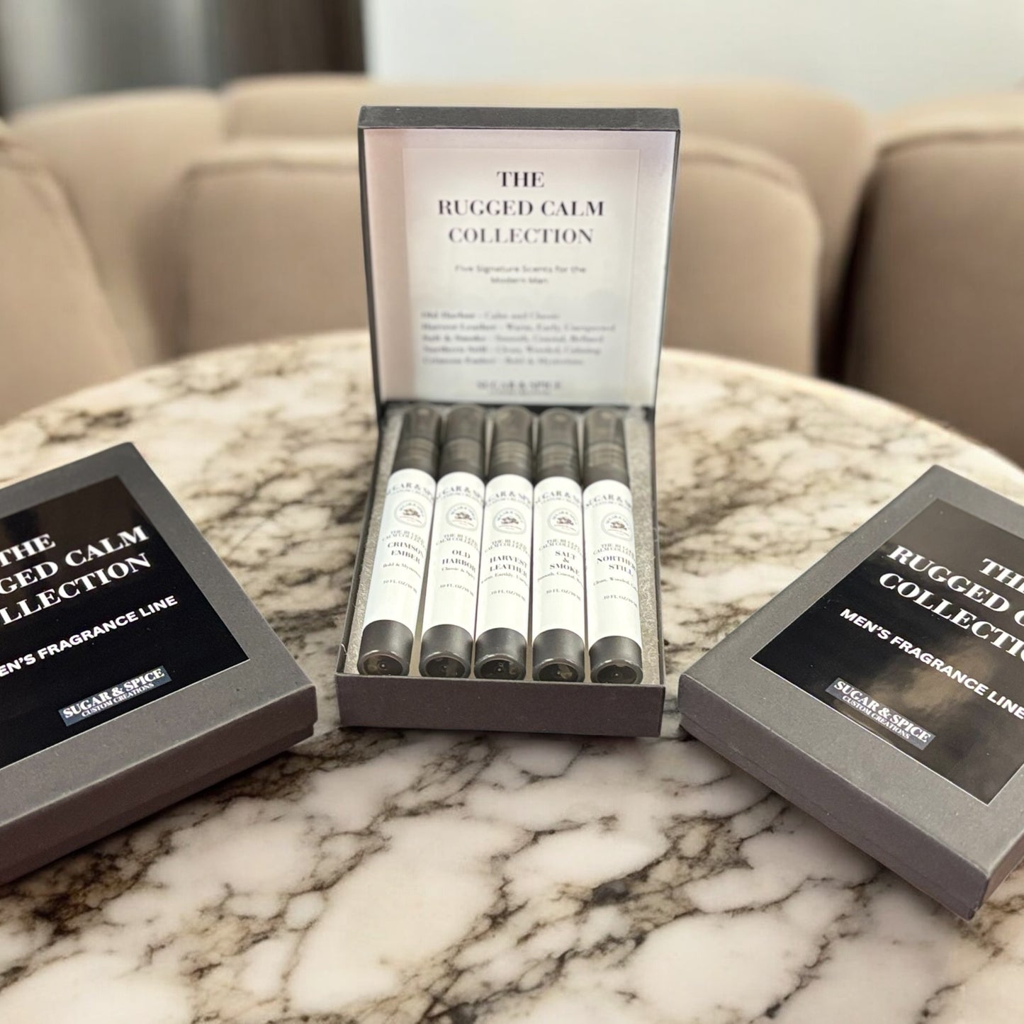 Rugged Calm Men’s Fragrance Gift Set – 5-Piece Cologne Sampler for Him