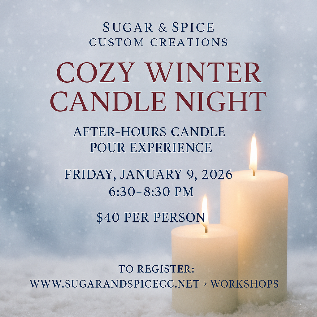 Cozy Winter Candle Class – January 9, 2026 | 6:30–8:30 PM